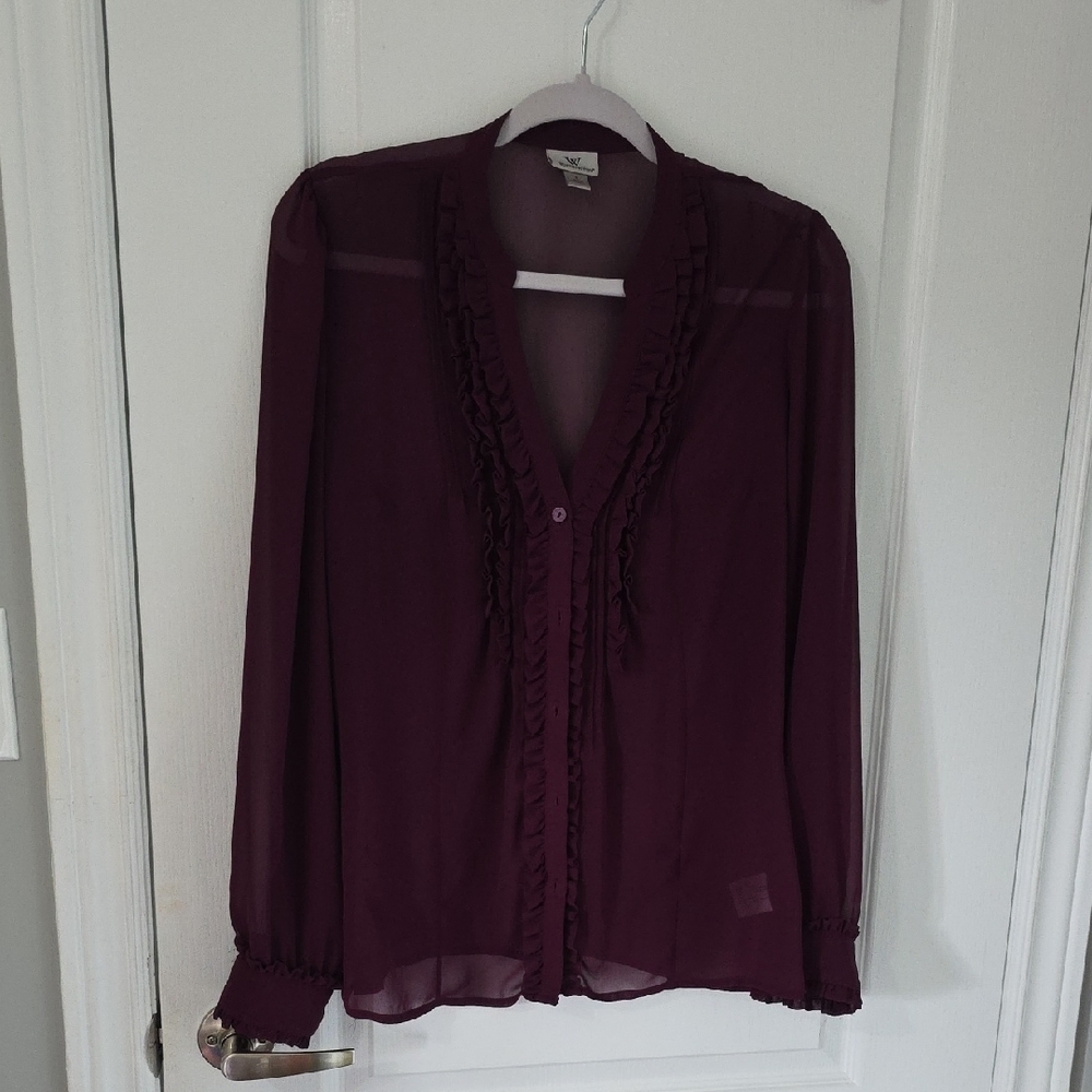 Worthington Plum Ruffle Blouse